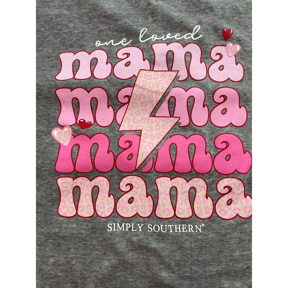 Simply Southern Mama Sweatshirt Womens Gray Acid Wash Graphic Pullover